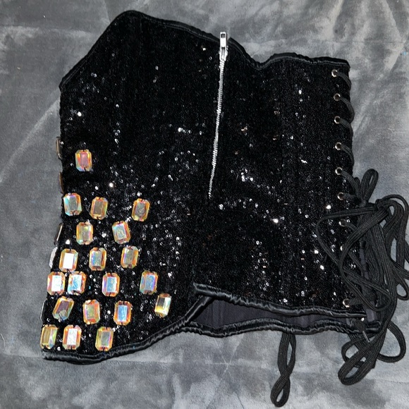 Custom sequin and crystal extreme boned corset - Picture 7 of 8